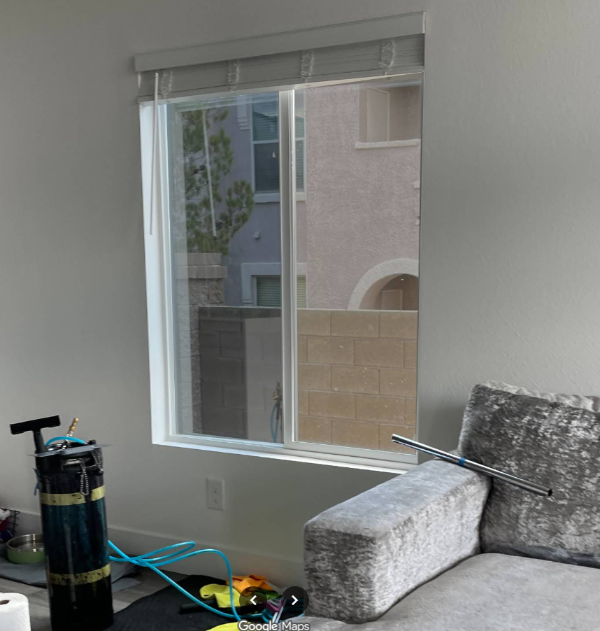 Interior residential window during film installation