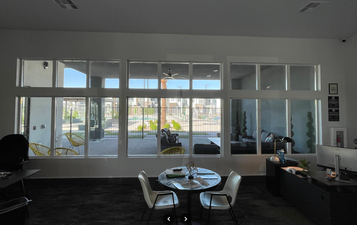 Clubhouse office windows with window film